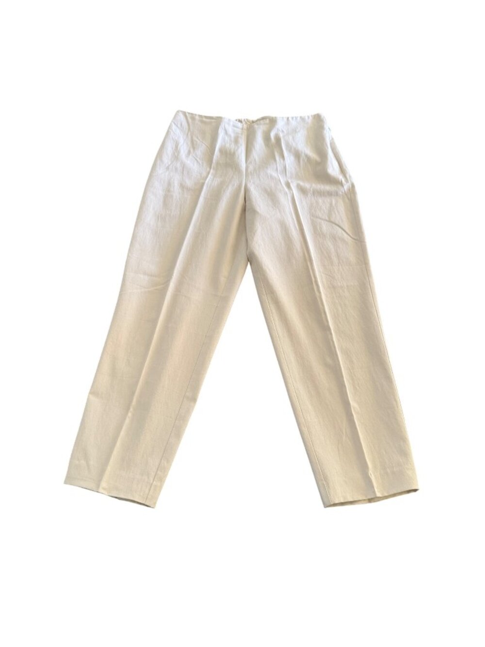 Eileen Fisher Women's Beige Silk Cotton Pants Side Zip, Size S